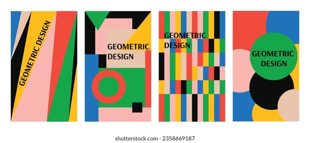 Collection of geometric poster templates. Abstract vector background for graphic design. Vintage style. Banner design for an event, billboard, social media. Bauhaus vector