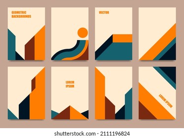 Collection of geometric, pseudo-architectural, abstract backgrounds. For letterheads, posters, presentations, booklets, advertisements. Vector format.