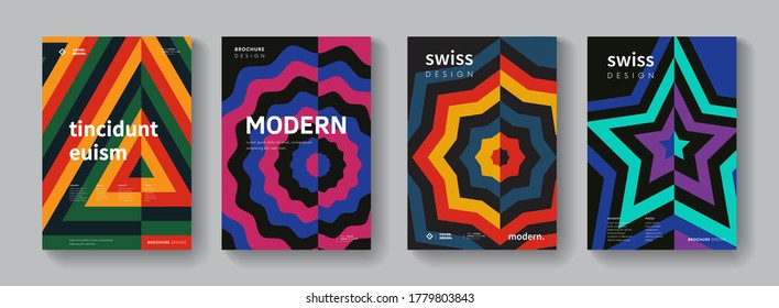 Colección del patrón retro geométrico. Afiches suizos de modernismo. Fondo de estilo Bauhaus.