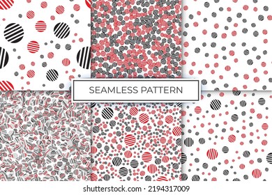 Collection Geometric seamless pattern with circles, stripes, dots. Pattern for fashion and wallpaper.