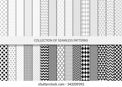Collection of geometric seamless patterns.