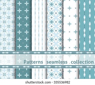 Collection geometric seamless patterns. Vector illustration.