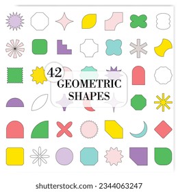 Collection of geometric shape icons for element decor elements