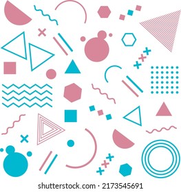Collection of geometric shape. Memphis style. Simple editable vector.