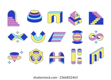 Collection of Geometric Shape Surrealism Concept