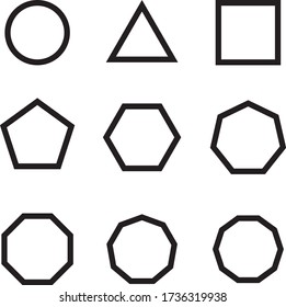 
A collection of geometric shapes icons-black and white -2D.