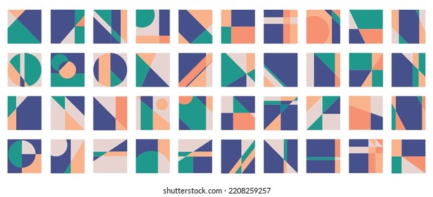 Collection of geometric shapes on white background. Abstract retro color icon element of different shapes, circle, triangle, polygon, square. Icon graphic design for decoration, logo, business, ads.