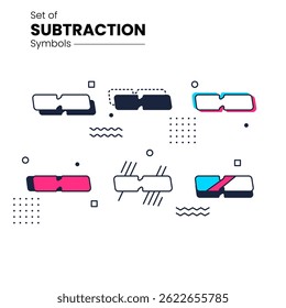 collection of geometric subtraction symbols