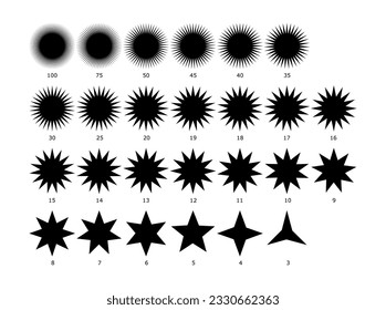 Kollektion von geometrischem Sonnenrochen-Icon-Design. Einfache Stern- oder Sonnenform Symbol-Logo.
