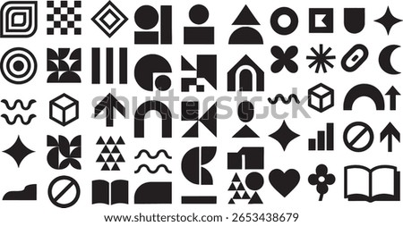 Collection of Geometric Vector Icons and Symbols A Variety of Abstract Shapes for Modern Design Projects and Creative Visual Communication Elements Diverse Graphic Resources