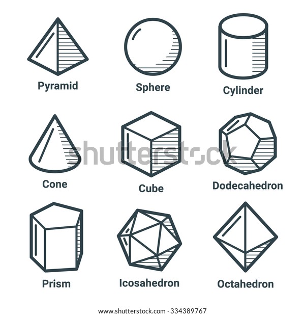 Collection Geometrical Shapes Outline Style Stock Vector (Royalty Free
