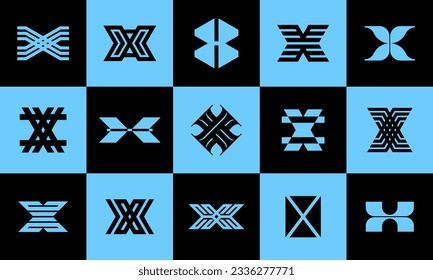 Kollektion der Geometrie Linie Buchstaben X Logo Symbol Design. Technologie-X-Logo-Marke.