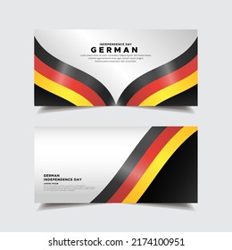 Collection of german independence day design banner. German independence day with wavy flag vector.