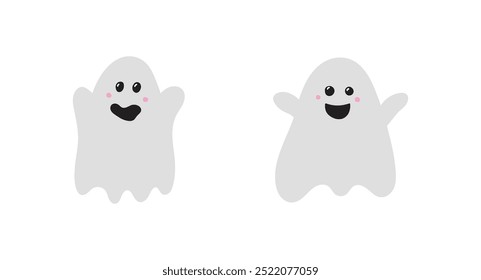 Collection of ghost icons isolated on white background. Vector illustration