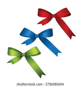 Collection of gift  bow of ribbon, isolated on white. Concept for invitation, banners, gift cards, congratulation or website layout vector.