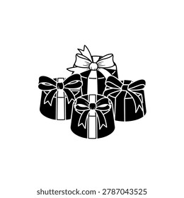 A collection of gift boxes, each adorned with decorative ribbons and bows, presented in a stylized graphic.