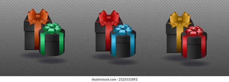 Collection of gift boxes. Gifts for holidays and birthdays. Vector EPS10