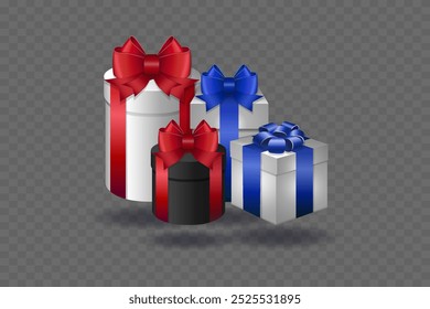 Coleção de caixas de presente. Presentes para feriados e aniversários. Vetor EPS10