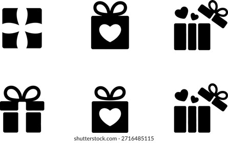 Collection of gift boxes with heart and bow