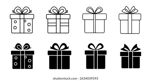 Collection of gift boxes isolated on white background