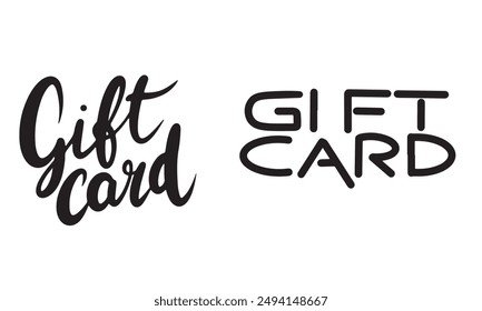 Collection of Gift Card text lettering. Hand drawn vector art.