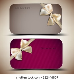 Collection of gift cards with ribbons. Vector background