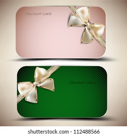 Collection of gift cards with ribbons. Vector background