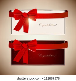 Colección de tarjetas de regalo con cintas. Fondo del vector