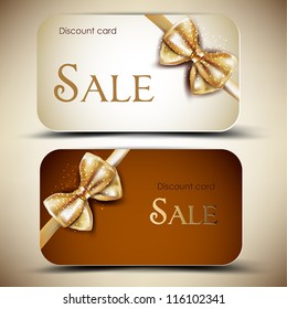 Collection of gift cards with ribbons. Vector background