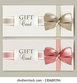 Collection of gift cards with ribbons. Vector background