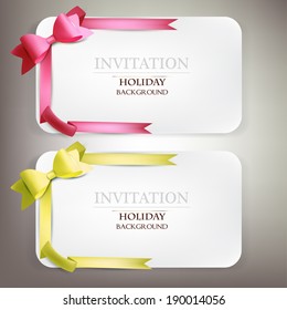 Collection of gift cards with ribbons. Vector background