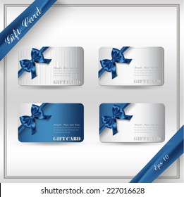 Collection of gift cards with ribbons. Vector background