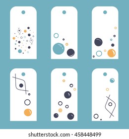 Collection of gift tags with hand drawn bubbles and balloons.