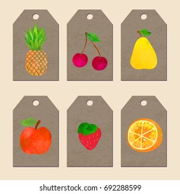 Collection of gift tags and labels templates. Watercolour imitation. 