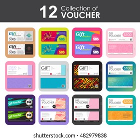 collection of Gift voucher template with colorful pattern,Vector illustration