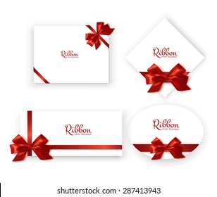 Collection of gift wrap banners with red ribbons