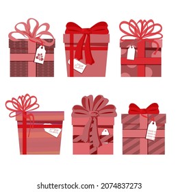 Collection of gifts for the holiday, a set of different boxes. Vector illustration in flat style