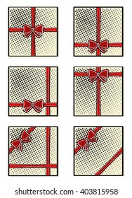 collection of gifts in retro comic style