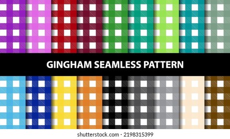 Collection of gingham tablecloth vector seamless pattern