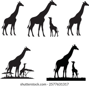 Collection of Giraffe Silhouette Vector for Unique Art Projects