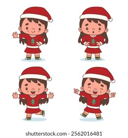 A Collection of Girl Characters Dressed in Christmas Clothing