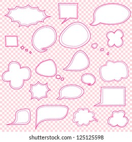 Collection of Girly Pink Chat Bubbles, Vector EPS10