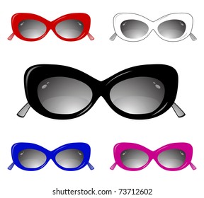 Collection of glamour sun glasses. Vector illustration