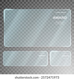Collection of Glass Plates: Transparent Frameworks, Realistic Window Mockups, Clear Panels, and Glossy Acrylic Frames with Light Effects for Modern Showcase Displays and Design