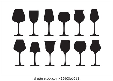 Collection of glass silhouettes. Hand drawn vector art.