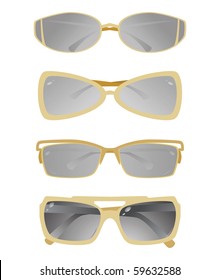 Collection of glasses with a gold frame. Vector