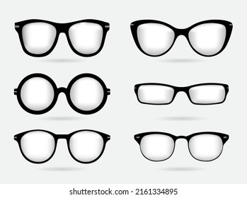 Collection Of Glasses Vector Illustration. Realistic Glasses Design Icon Vector