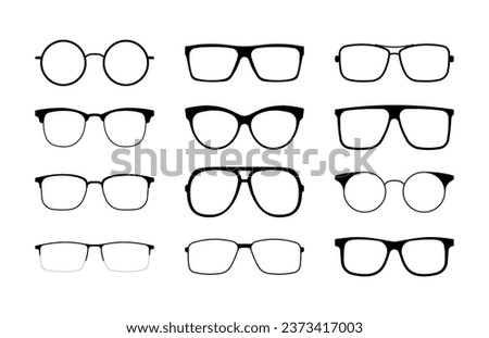 Collection of glasses vector. Glasses silhouette.