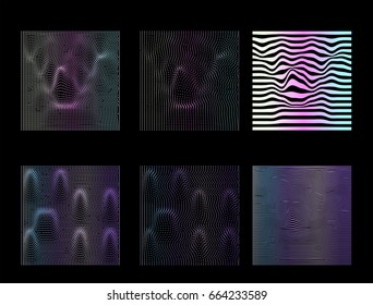 Collection of glitched holographic textures.