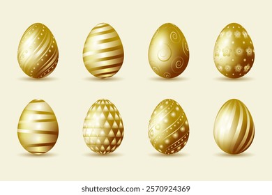 Collection of glittery golden easter eggs